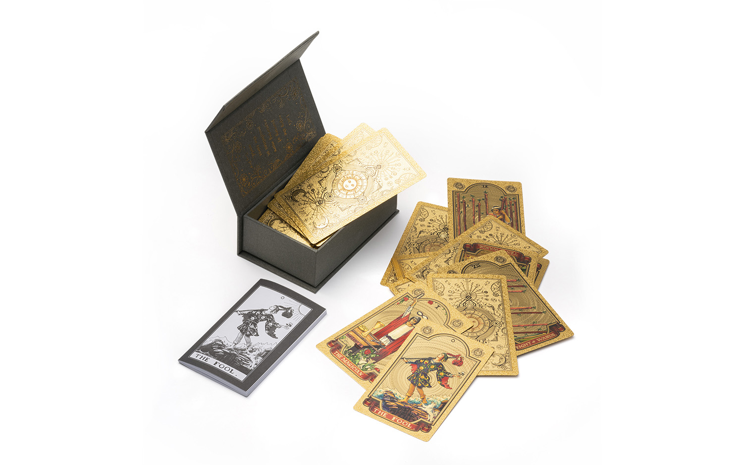 Golden Tarot Card for Beginners with Guidebook, Gold-Gilded 78 Original Tarot Cards Fortune Telling Cards Travel Set